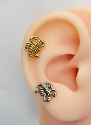 20G/18G/16G Titanium Scorpio Stud Push Pin Labret Threadless Flat Back  Earrings - Image 1 of 4