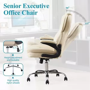 Big and Tall Office Chair Reclining High Back Leather Computer Chair - Picture 1 of 19