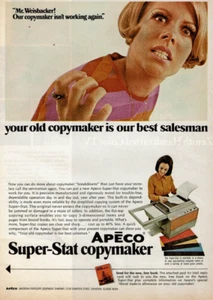 1969 Vintage Print Ad Apeco Super-Stat Copymaker Best Salesman Angry Secretary - Picture 1 of 2