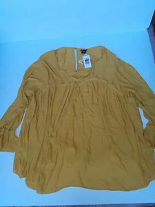 Torrid dark yellow top with ruffle in front and on sleeves 3X - Picture 1 of 6