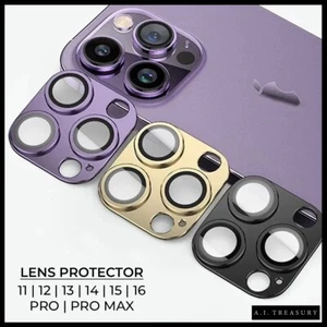 iPhone Metal Camera Lens Protector 11 12 13 14 15 16 Pro Max Screen Tempered - Picture 1 of 15