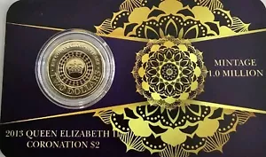 2013 UNC $2 PURPLE Queens Coronation Original Roll Coin on Card - Picture 1 of 3
