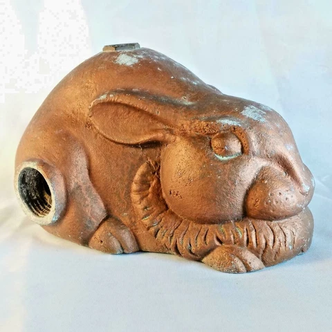 *** RARE ***  Vintage Cast Iron RABBIT Sprinkler w/ Copper Finish Cover