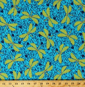 Libellule di Cotone Libellula Insetti Insetti Hayden Tessuto Stampa da Giardino (D686.15) - Foto 1 di 1