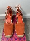 Tory Burch Leather Espadrilles Size 7 Wedge