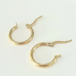 1 PAIR CREOLES DORE 19mm HYPOALLERGENIC STAINLESS STEEL EARRINGS - Picture 1 of 2