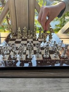 Luxury Roman Theme Chess Set – Metal Chess Pieces with Wooden- ChessBoard - Picture 1 of 11