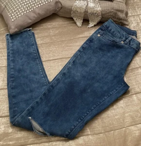 EST. 1932 SELENA Ripped Jeans UK 8 XS W28” L30” Blue Acid Wash Skinny Distressed - Picture 1 of 12