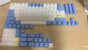 Blue White Korean Keycap PBT Cherry 125 Keycaps Dye-sub for Cherry MX Keyboard - Picture 1 of 12