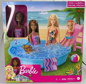 Barbie Pool Slide And Accessories comes with One Brunette Doll, Splashy Fun! NIB - Picture 1 of 4