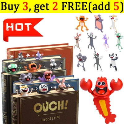 Creative Cartoon Funny 3D Stereo Bookmarks Animal Book Markers School Supplies #