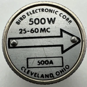 Bird 43 Thruline WattMeter Element 500W 500A 25-60MC - Zdjęcie 1 z 3