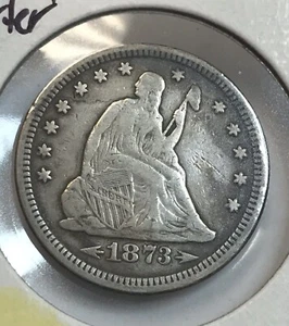 1873 With Arrows Seated Liberty Quarter - Picture 1 of 8