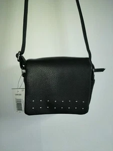 Black PU Cross Body Bag with Studs - Festival, New - Picture 1 of 7