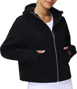 Automet Women's Sz M Full Zip Up Crop Top Fleece Hoodie with Pockets Thumb Hole - Picture 1 of 7