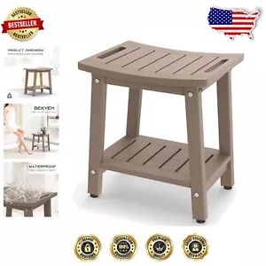 Elegant Taupe Shower Bench - Waterproof Eco-Friendly HDPE Seat with Storage - Picture 1 of 9