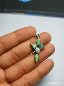 Ethiopian Opal & Lapis Lazuli Gemstone Doublet Pendant in Silver 925k  15.5 ct - Picture 1 of 3