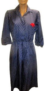 vintage Petit By Wills women amazing vintage dress polka dot size 10 blue white - Picture 1 of 7