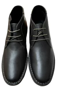 Steve Madden Talla 11 Zapatos Harken Chukka Bota Cuero Negro Botines Nuevos en Caja - Imagen 1 de 4