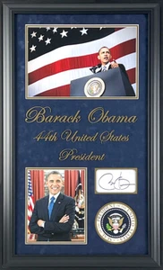 Barack Obama Autografiado Corte Firma Enmarcado PSA - Imagen 1 de 2