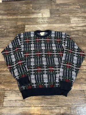 Vintage St Johns Bay Sweater Size Mens LT 3D Knit Multicolor Chunky Fisherman - Image 1 of 4