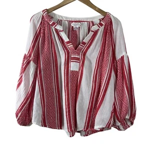 Velvet by Graham & Spencer Anthropologie Damen Top Rot Baumwolle Bauern Gr. S - Bild 1 von 8