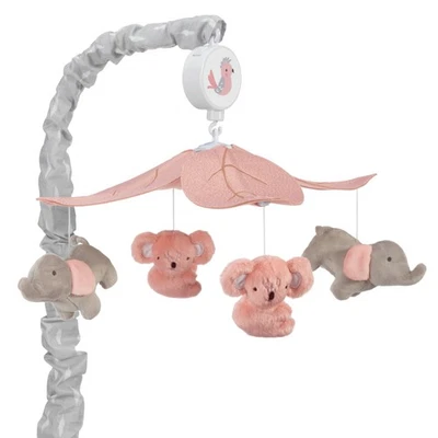 Lambs & Ivy Calypso Pink/Gray Koala & Elephant Musical Baby Crib Mobile - Image 1 of 4