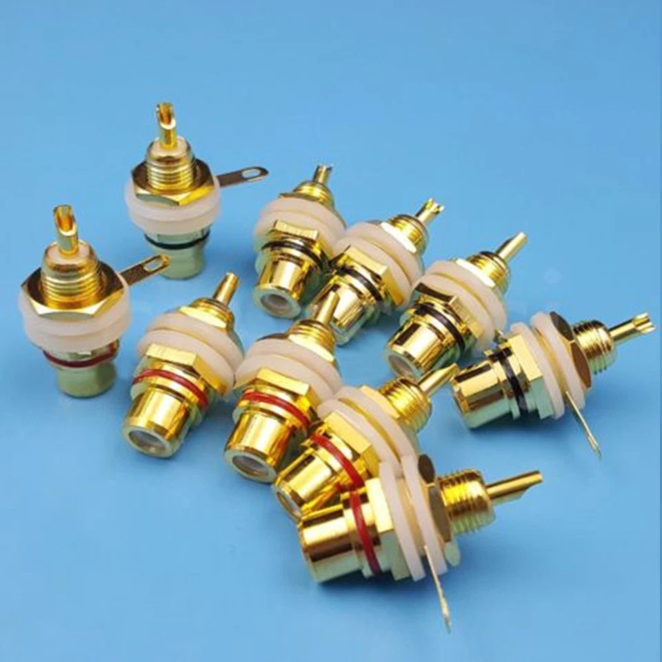 10 PCS Female-Jack Socket Red Black Chassis Panel Mount Connector Adapter - Image 1 of 4