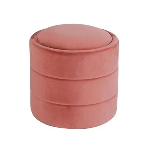 HomePop Velvet Ottoman Round Storage Bedroom Vanity Living Room Blush - Picture 1 of 8