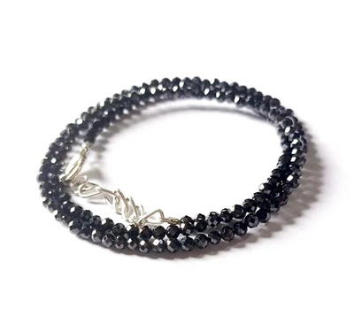 Cuentas de piedras preciosas de diamantes negros, cuentas facetadas de diamantes Rondelle, cuentas de diamantes, 3 mm Foto 1 de 2