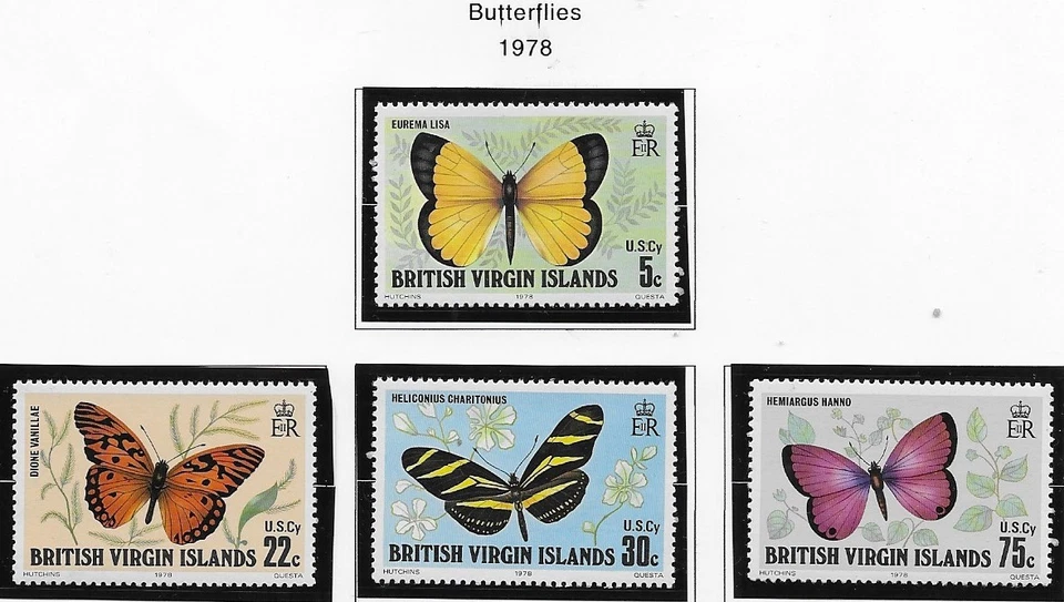 维尔京群岛,斯科特 342 - 345,1978 年,蝴蝶,MOG,NH,F/VF — 第 1/1 张图片