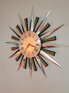MINT Vintage Mid Century Metamec Starburst Sunburst Clock RETRO MCM - Imagen 1 de 10