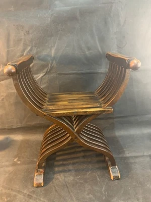 Antique Italian Walnut Wood Savonarola Chair - Image 1 of 4