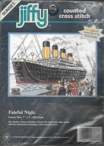 Sunset Jiffy #16668 Fateful Night - Titanic X-Stitch Kit 7"x5" Neu aus altem Lagerbestand - Bild 1 von 2