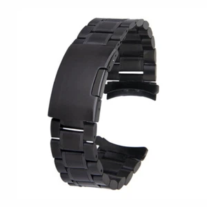  22 mm Curved End Uhrenarmband 3D Flachband Edelstahl Schwarz Armbänder Metall - Bild 1 von 7