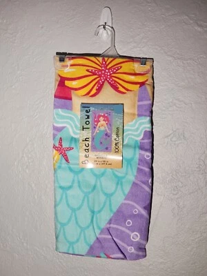 Toalla de playa 28X58 pulgadas multicolor sirena a gran escala 100 % algodón nueva con etiquetas Foto 1 de 3