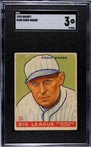 1933 Goudey Eddie Moore SGC 3 #180 Big League Kaugummi Karte, vor Ruth - Bild 1 von 2