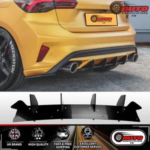 Ford Focus ST MK4 Rear Blade Style Diffuser Body Kit Gloss Black 2019+ - Picture 1 of 8