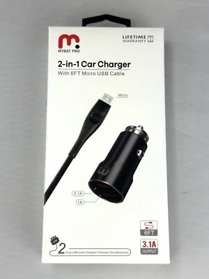 微型USB车载充电器6英尺电缆和适配器 — 第 1/2 张图片