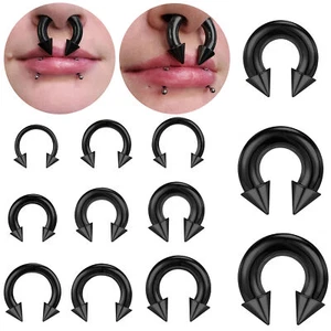 1 Pc Stainless Steel Nose Septum Ring Spike Ear Gauge Earrings Piercing Jewelry - Picture 1 of 32