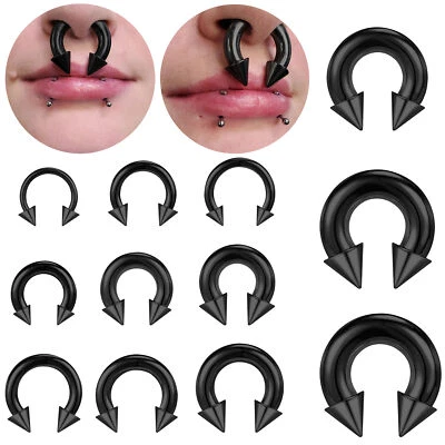 1 Pc Stainless Steel Nose Septum Ring Spike Ear Gauge Earrings Piercing Jewelry - Image 1 of 4