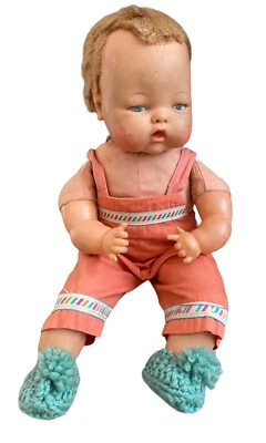 VTG IDEAL 1960s TINY THUMBELINA Vinyl & Cloth 14" Doll OTT-14 Wood Knob WORKS - Image 1 of 4