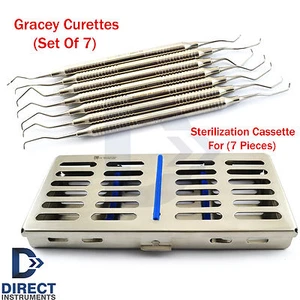 7 Stück Parodontale Gracey Küretten Dental Instrumente Tablett Kassette Box Kit - Bild 1 von 6