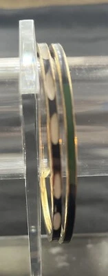 Bangle Bracelets Brass Vintage Enamel Navy Blue And Green Black And White Two - Image 1 of 4