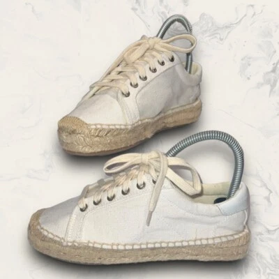 Alpargatas de lona blancas crema Soludos zapatos cómodos con cordones para mujer talla 6” Foto 1 de 4