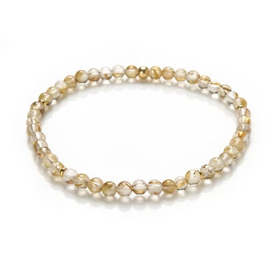 Rutilquarz Armband - Edelsteinarmband Rutilquarz gold 4.3mm - Perlenarmband D688 - Bild 1 von 4