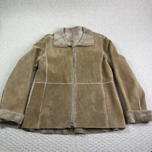 Guess Womens Vtg Suede Leather Jacket M Whipstitch Patchwork Faux Fur Lined Y2K - Picture 1 of 12