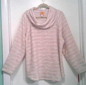 Ruby Rd Pullover Sweater Cowl Neck Gray and Pink Women's Plus Size 2X NWT - Picture 1 of 14