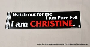 Adesivo paraurti Christine 1983! Rarissimo! Cravatta film John Carpenter! - Foto 1 di 1