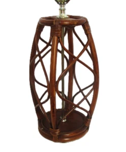 Vintage Rattan Tischlampe Mid Century Bugholz Modernist Tiki Cane Käfiglampe - Bild 1 von 10